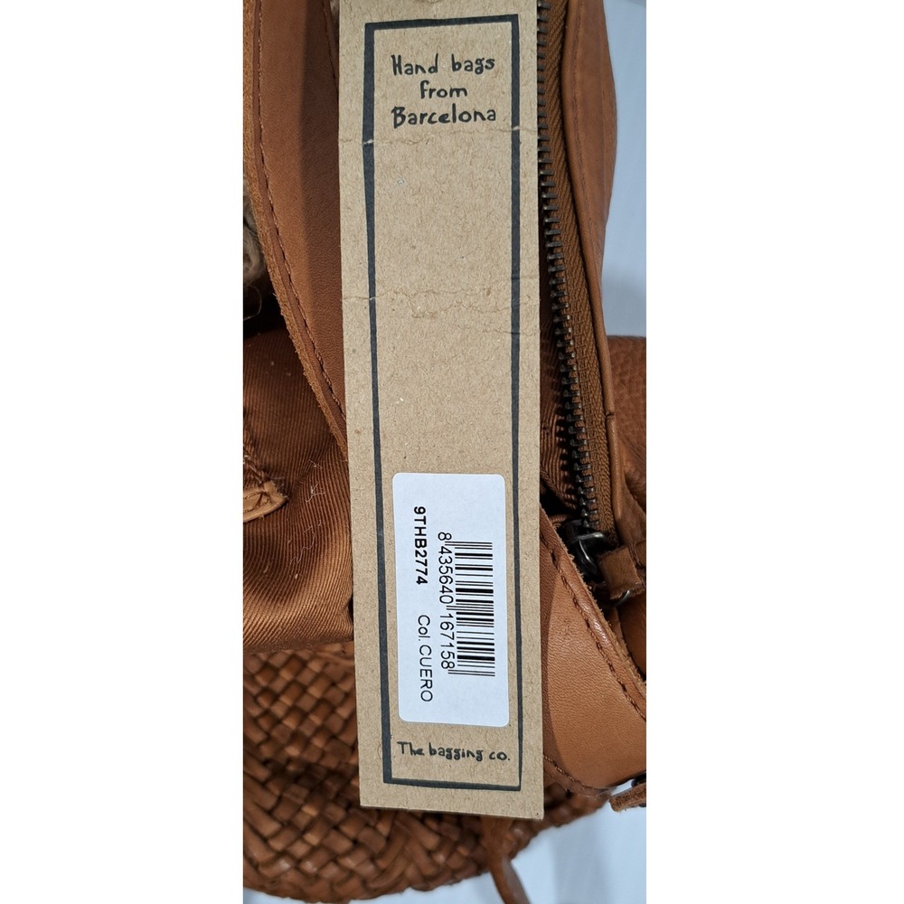 The Bagging Co Barcelona Woven Leather Crossbody Bag Tan Cuero 9THB2774 NEW - Picture 3 of 11